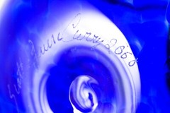 VTG Scott & Laura Curry Signed Dated PNW Studio Art Glass Hand Blown Vase Blue