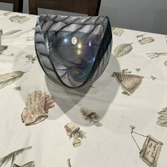Murano seashell glass in black, gray,white and blue