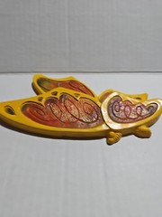 Vintage 1973 Universal Statuary Butterfly Yellow Orange Retro Plastic Wall Decor