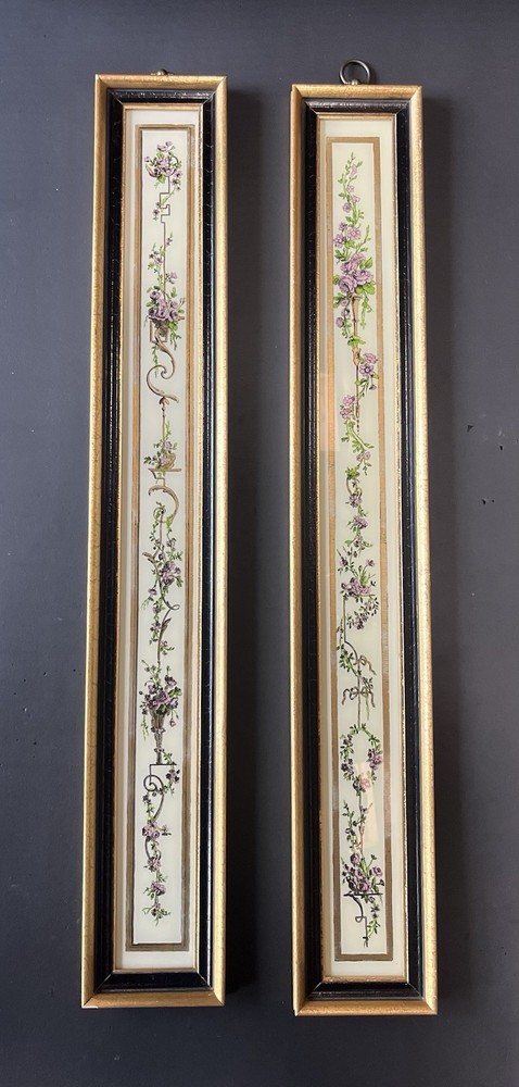 Pair Of Vintage Neoclassical Sungott Art Studios Style 905 Purple Floral Prints