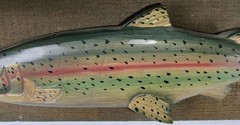Wood Decorative Fishing Shelf Trout Rustic Lake Cabin Cottage Fathers Day 1980s