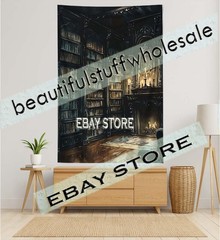 Gothic Library Wall Hanging Tapestry Study Aesthetic 39X59 in