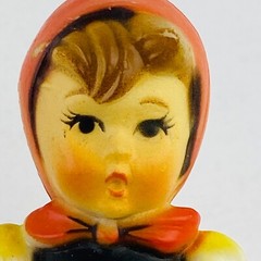 Bus Stop Girl Figurine Celluloid Hard Plastic Hummel Style Collectible