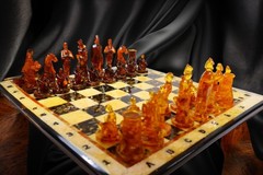 Made in USA Baltic Amber Chess Set Teutonic Knights Handmade Collectible Gift