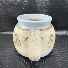 2000 Hand Made Stoneware Coffee Mug Cup Artist Signed RAB Hand Carved Vintage