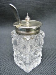 English Edwardian Mappin & Webb Silverplate & Cut Glass Cruet Set; Complete
