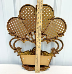 Burwood Vtg HOMCO 1981 Brown Faux Wicker Rattan Pocket Wall Decor w/ Flower Ring