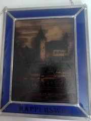 Decorative Erched On Glass Wall Hanging of Rapperswil Castle Switzerland