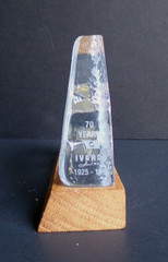 Vintage Magnor Norway Glass Ivaran Lines Modesta Reverse Etched Rare 7.6″ Length