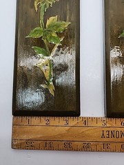 2x Floral Roses Handmade Wooden Lacquer Wall Art Plaques Wall Decor 70s 80s Vtg