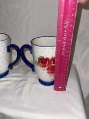 4 Large Pioneer Woman Ceramic Mugs ￼roses Fun