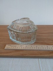 Lead Crystal Deep Lidded Heart Shaped Dish, Candy/Trinkets Heavy 6″ X 5″