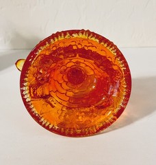 Fenton Orange Amberina Glass Turtle Amber Tree Ring Jewelry Holder