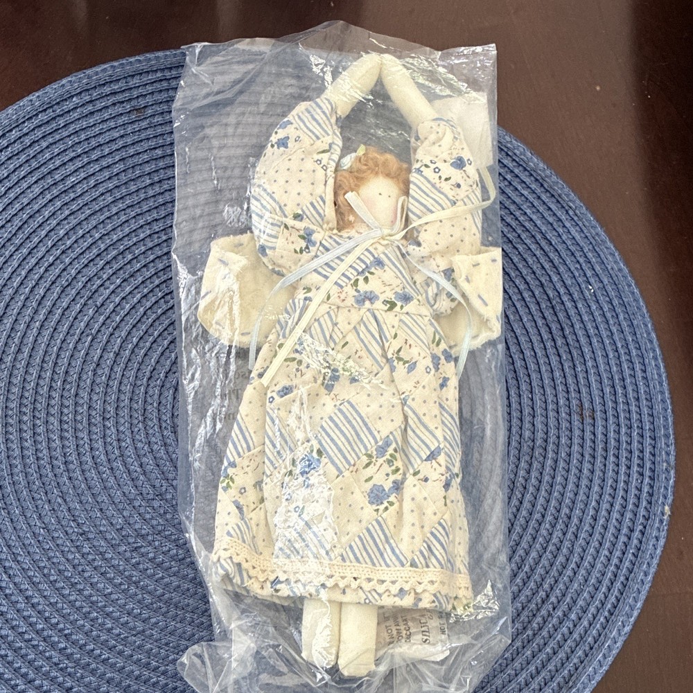 Vintage Country Angel Fabric Rag Doll Ornament — New in Original Packaging