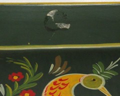 2 Vintage Toleware Metal Pans ~ Signed Folk Art ~ Hand Painted Pa Dutch Birds