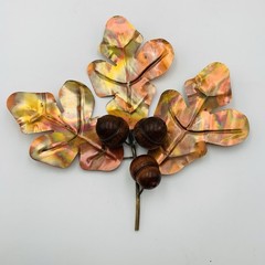 HOMCO Oak Leaves with 3 Wood Acorns Copper Tone Home Interiors MCM Fall Lot