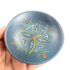 Norway Folk Art Wooden Dish Plate Hand Painted Sogndal Blue Floral Round Dish