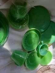 1930’s AKRO AGATE GLASS TOY 13 CUP / More JADE GREEN JADEITE Kids