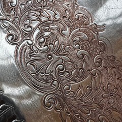 Antique European 540 Silver on Copper Tea Tray Art Nouveau Floral Rope Rim 10.5