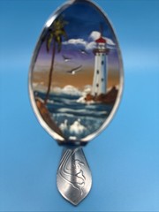 Hand Painted Spoon Original Lighthouse Ocean Art. Decor