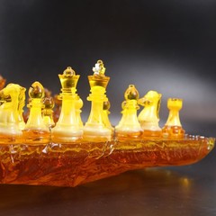 Made in USA Baltic Amber Königsberg Imperial Chess Set Handmade Genuine Gift