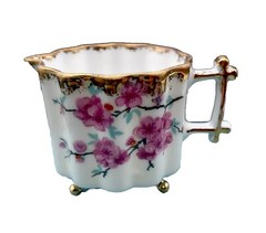 Antique Hand Painted Demitasse Creamer Footed Cherry Blossoms Fun