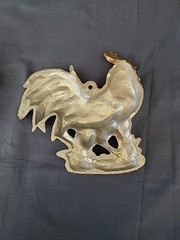 RARE Vintage Cast Aluminum Rooster Wall Plaques Country Farmhouse Chickens