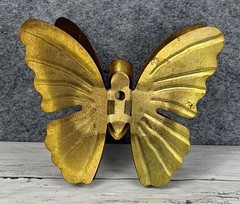 Vintage Torched Metal Butterfly Hanging Wall Art Decor MCM Gold Tone Set of Two