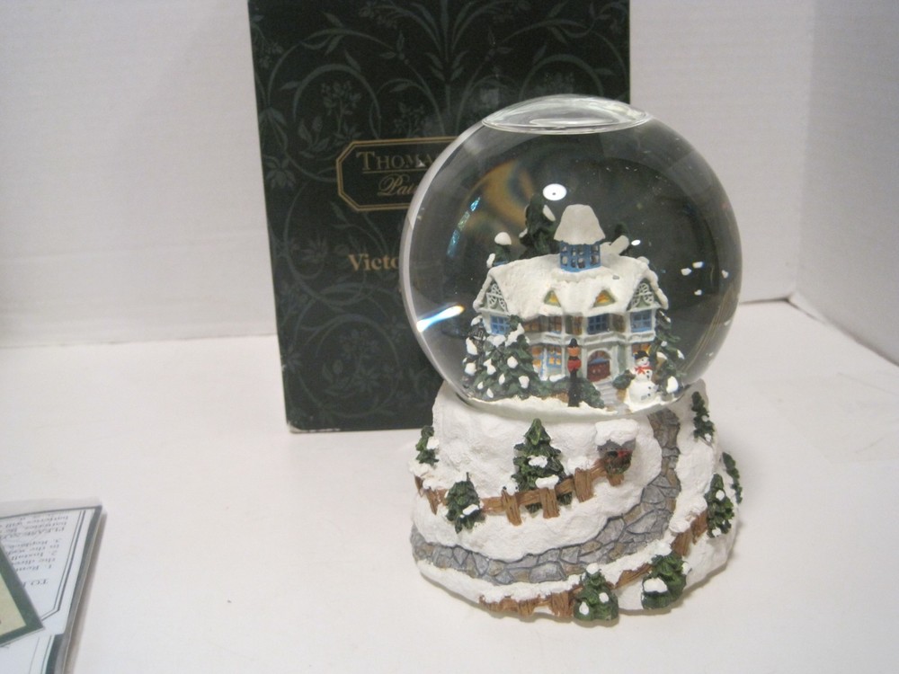 2000 Thomas Kinkade Painter Of Light Victorian Christmas Music Snowglobe Tested
