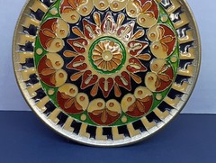 Byzantine Mosaic Brass and Cloisonné Enamel Wall Hanging Handmade in Greece 5″