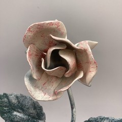 VTG 1980s Italian Tole Rose Wall Hook Made in Italy Painted Metal Floral Hook