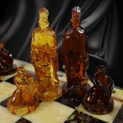 Made in USA Baltic Amber Chess Set Teutonic Knights Handmade Collectible Gift