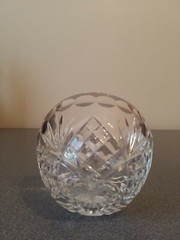 Lead Cut Crystal Apple Shaped Trinket Bowl Candy Dish Lid