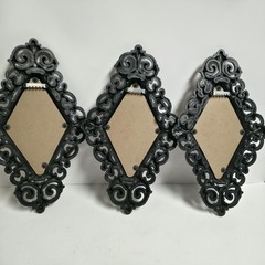 VTG Homco Home Interiors Butterfly Diamond Wall Plaques Set of 3 Gold Frames