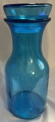 Vintage MCM Made in Belgium Large 9.5″ Turquoise Blue Glass Lever Apothecary Jar