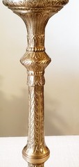 Pair of Hollywood Regency Cut Crystal Sphere Brass Finial Decor 17″ & 12″