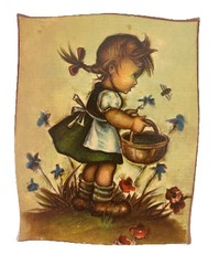 Hummel Style Decorama Inc Set 4 Wood Decoupage Placques Wall Art