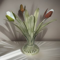 Italian Tole style Heavy metal bouquet of tulips Candle Holders – 11″ X 11″ Cute