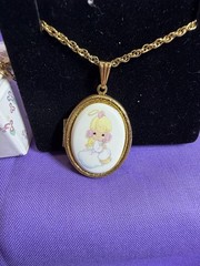 Precious Moments Gold Oval Angel Locket Necklace “Someone To Watch Over Me”