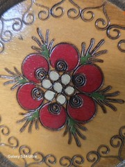 Vintage Wooden Pyrography Mandala Plate Hand Painted Decorative Wall Hanging Art