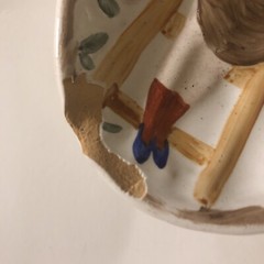 Vintage RISQUÉ LADY Behind Ceramic Dish Double Sided 6.25”x4”
