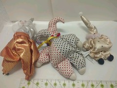 Lot Of 3Clown 9″ Tall Ceramic Head Clown in Polka Dot Stars Orange Doll Jesters
