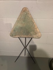 RARE Antique Art Deco 21″ 3-Legged Folding Stool Chair Minimalist Triangle Seat
