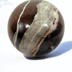 Large Zebra Jasper Sphere, Iron Red Banded Stone Orb.