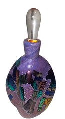 Bruce Freund ❤️ Signed Studio Dichroic Art Glass Purple Perfume Bottle 7”