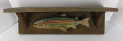 Wood Decorative Fishing Shelf Trout Rustic Lake Cabin Cottage Fathers Day 1980s