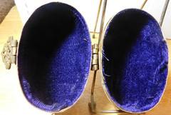 BAG~Brass & Copper Pillow Trinket Purse With Felt Lining Inside Antique Damaged