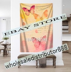 Pastel butterflies tapestry airy pink unframed prints 59X82 in