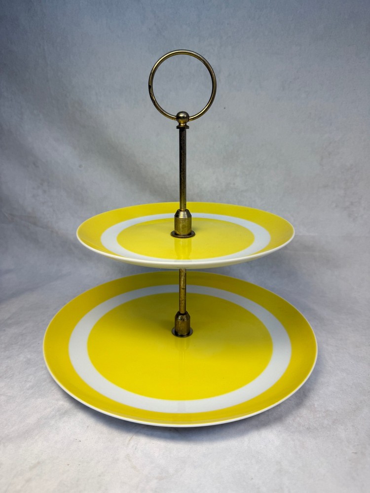 Vintage 1975 Fitz & Floyd Yellow 2-Tier Serving Tray