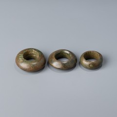 Lot of 3 Ancient Greek Bronze Spindle Whorls Ring Money [3pcs, 323gram]